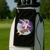 Retro Rocket Skateboarding Space Astronaut Golf Towel thumb 2