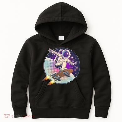 Retro Rocket Skateboarding Space Astronaut Kids Hoodie