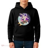 Retro Rocket Skateboarding Space Astronaut Kids Hoodie thumb 4