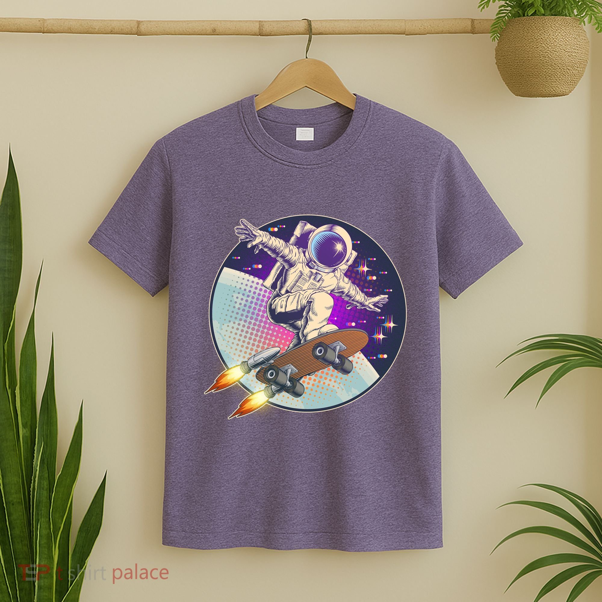 Retro Rocket Skateboarding Space Astronaut T-Shirt