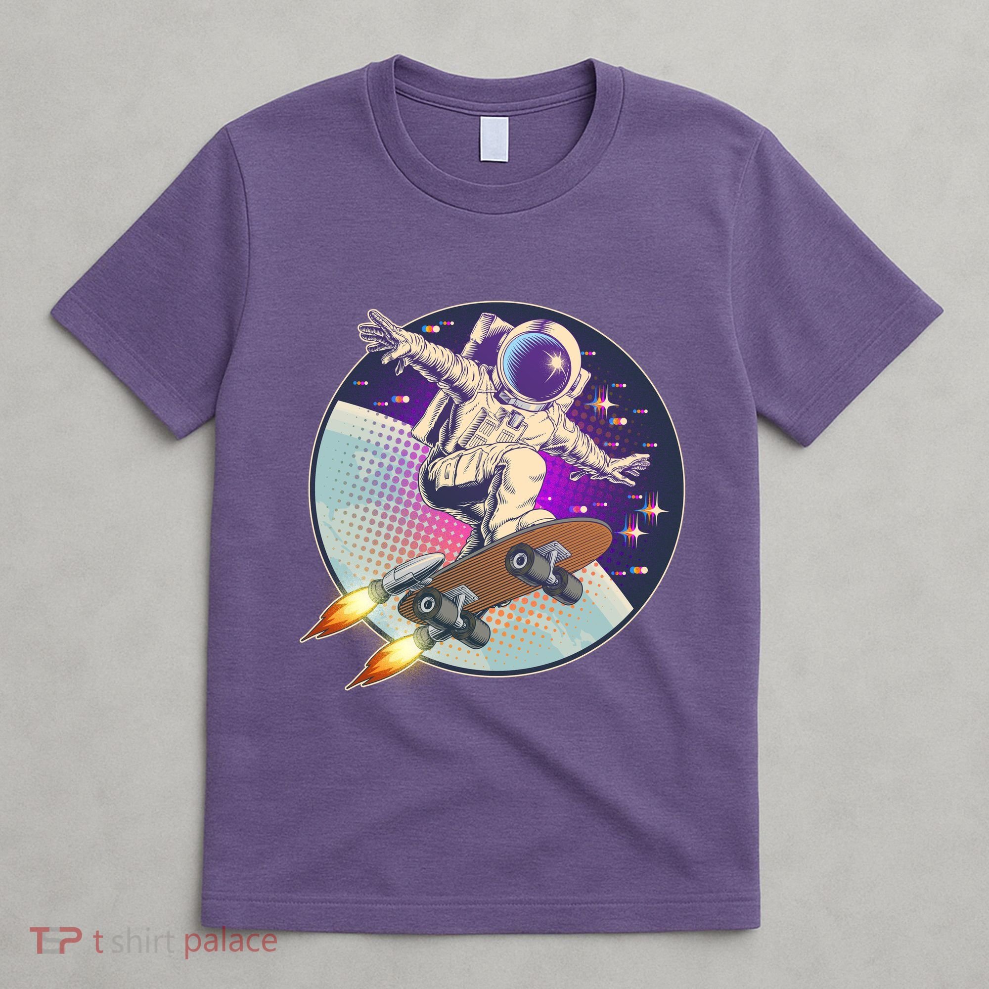 Retro Rocket Skateboarding Space Astronaut T-Shirt