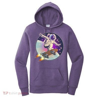 Retro Rocket Skateboarding Space Astronaut Women's Hoodie