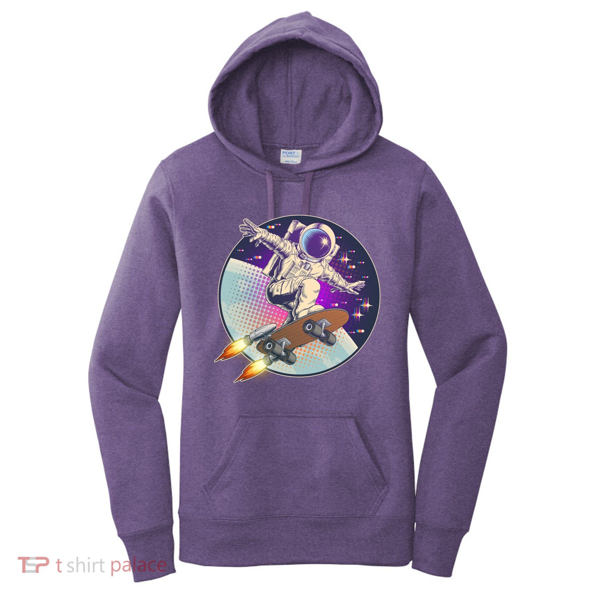 Retro Rocket Skateboarding Space Astronaut Women's Hoodie