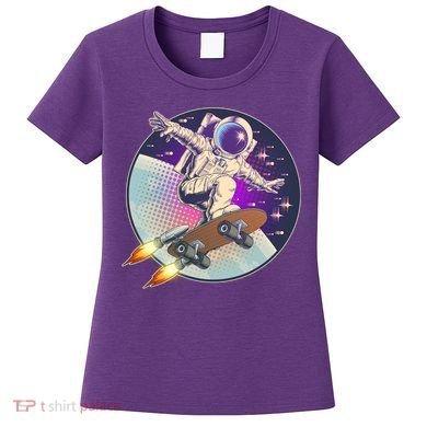 Retro Rocket Skateboarding Space Astronaut Women's T-Shirt
