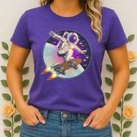 Retro Rocket Skateboarding Space Astronaut Women's T-Shirt thumb 2