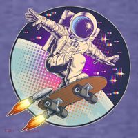 Retro Rocket Skateboarding Space Astronaut Women's T-Shirt thumb 6