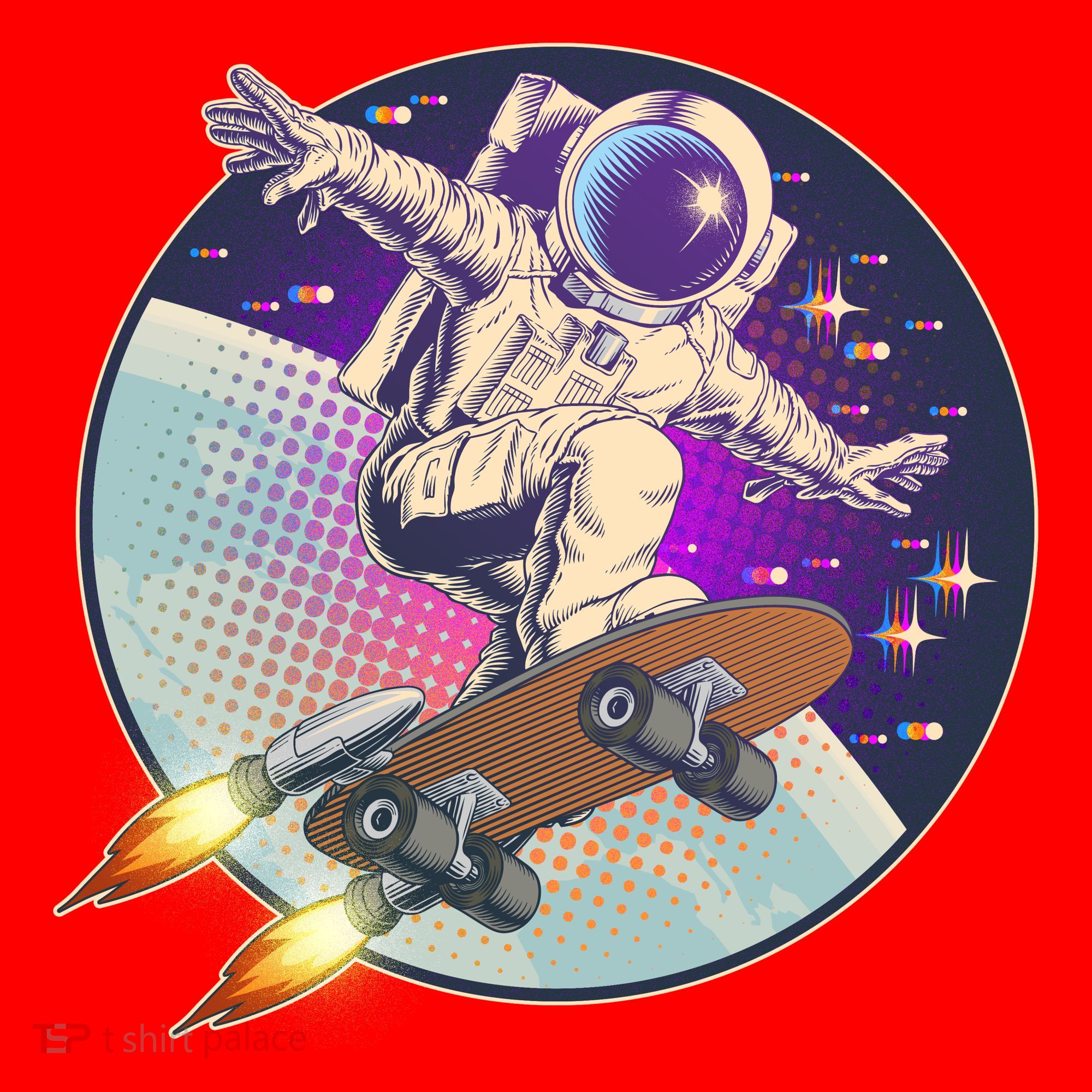 Retro Rocket Skateboarding Space Astronaut Santa Hat