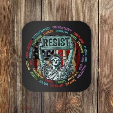 Resist Resistance Statue Of Liberty Hands Off Protest Coaster