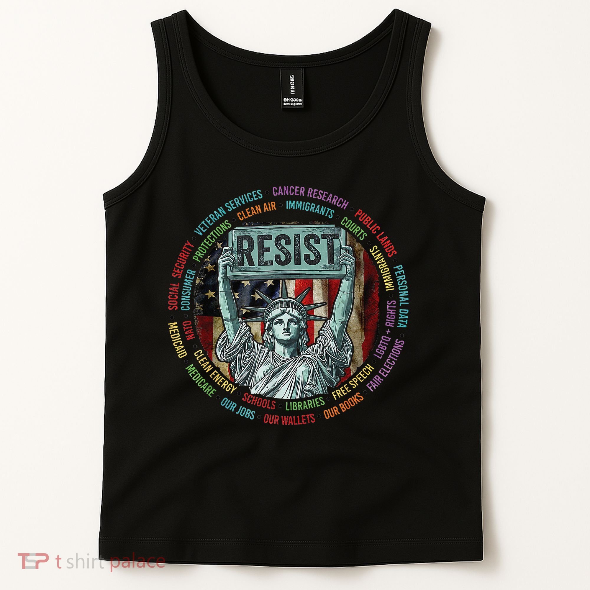 Resist Resistance Statue Of Liberty Hands Off Protest Tank Top