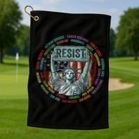 Resist Resistance Statue Of Liberty Hands Off Protest Golf Towel thumb 1