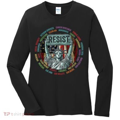 Resist Resistance Statue Of Liberty Hands Off Protest Women's Long Sleeve Shirt