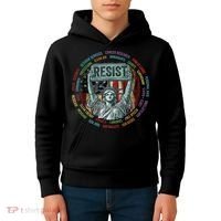 Resist Resistance Statue Of Liberty Hands Off Protest Kids Hoodie thumb 4