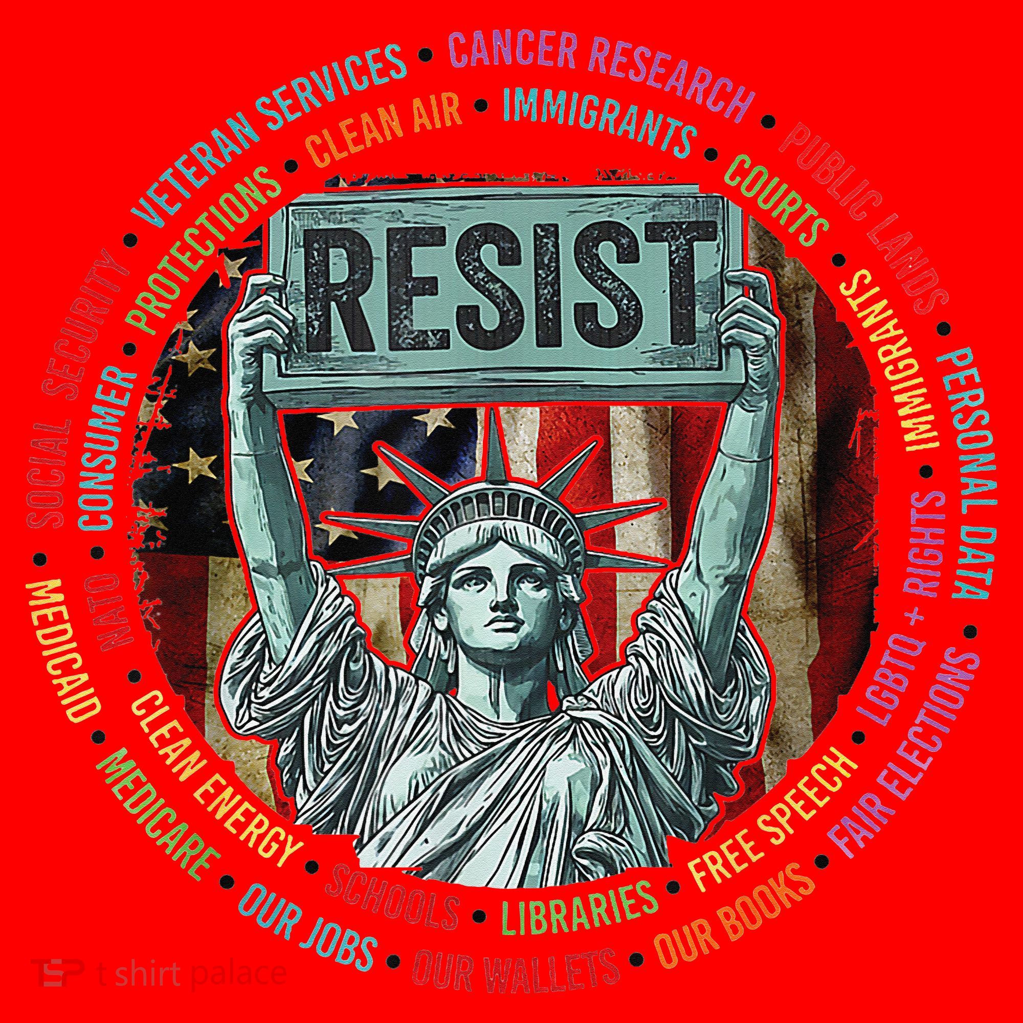 Resist Resistance Statue Of Liberty Hands Off Protest Santa Hat