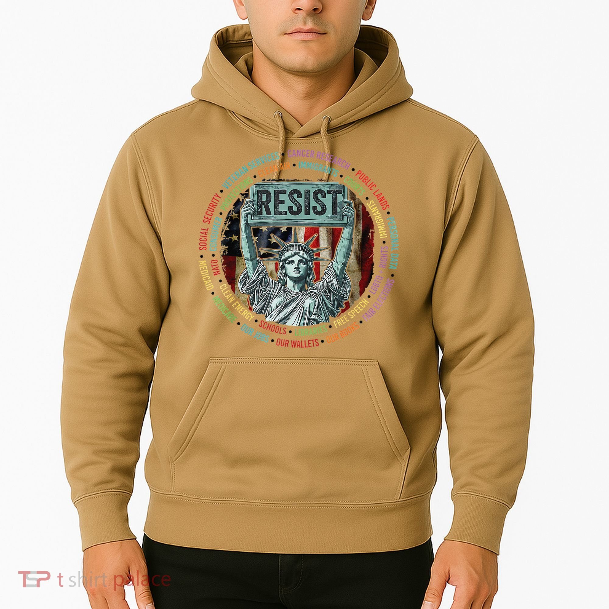 Resist Resistance Statue Of Liberty Hands Off Protest Hoodie