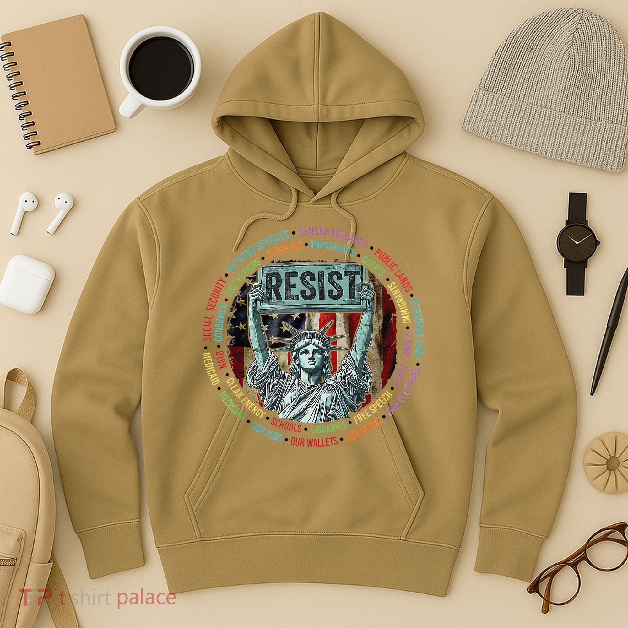 Resist Resistance Statue Of Liberty Hands Off Protest Hoodie