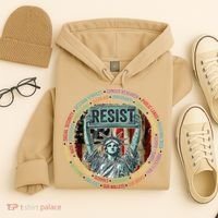 Resist Resistance Statue Of Liberty Hands Off Protest Hoodie thumb 4
