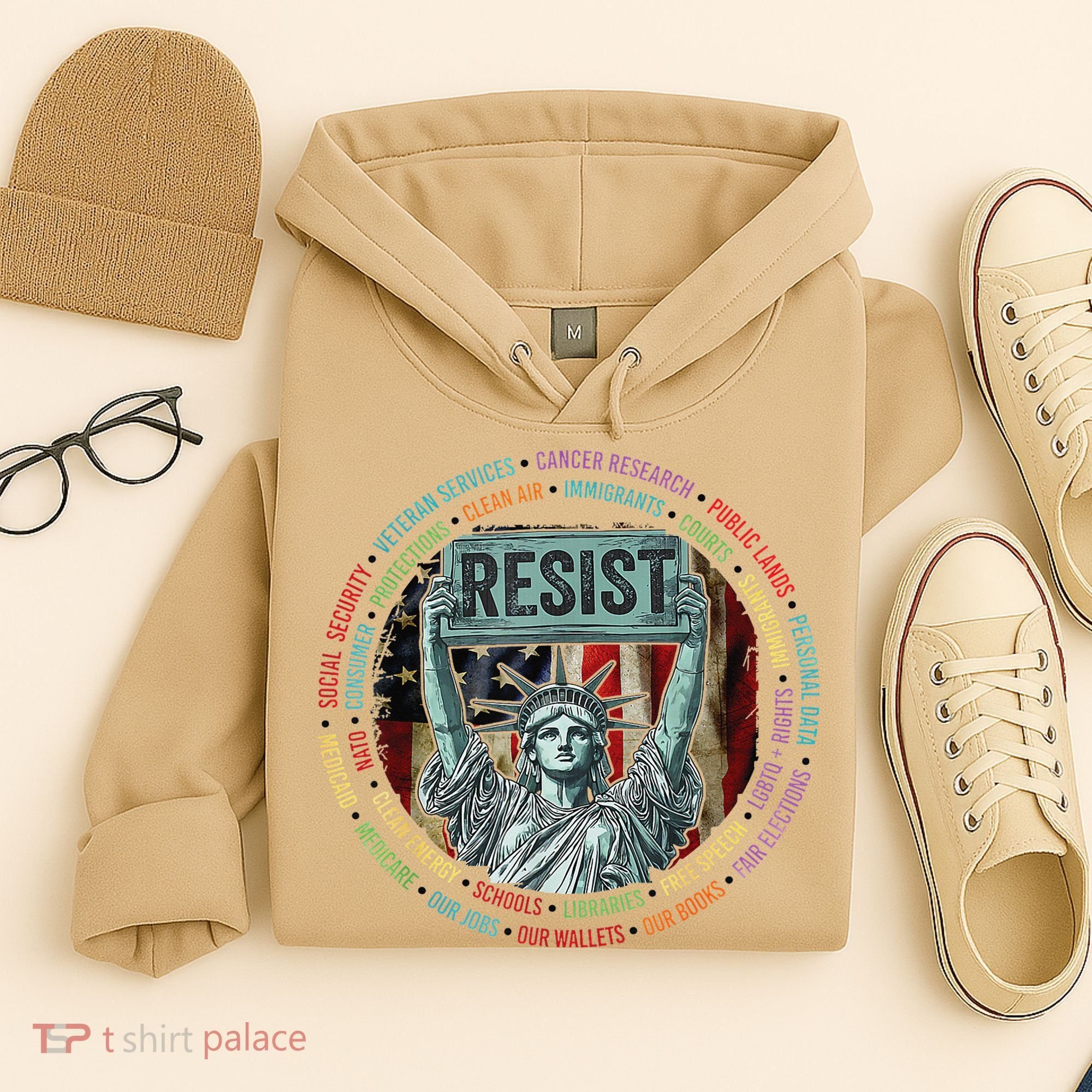Resist Resistance Statue Of Liberty Hands Off Protest Hoodie