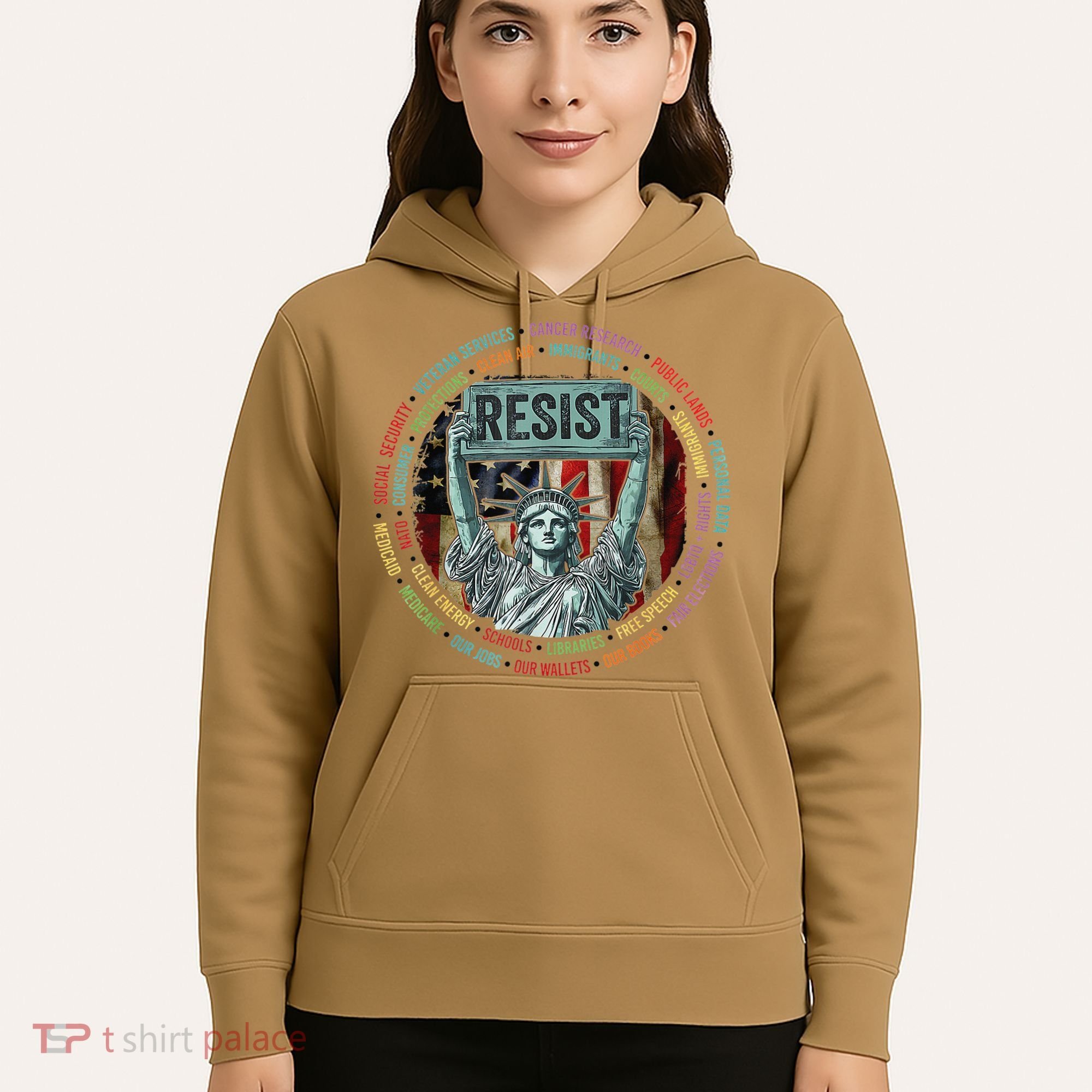 Resist Resistance Statue Of Liberty Hands Off Protest Hoodie