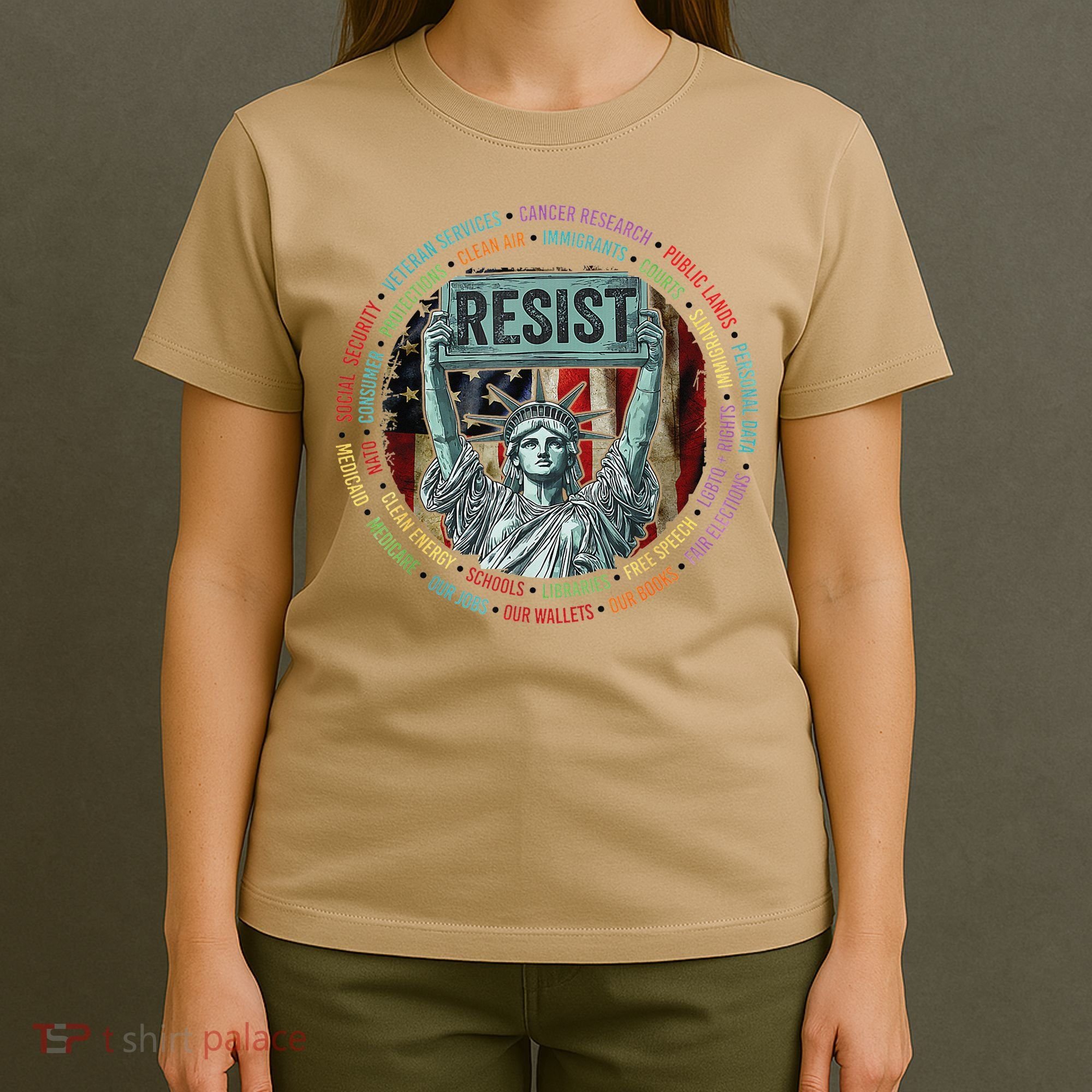 Resist Resistance Statue Of Liberty Hands Off Protest T-Shirt