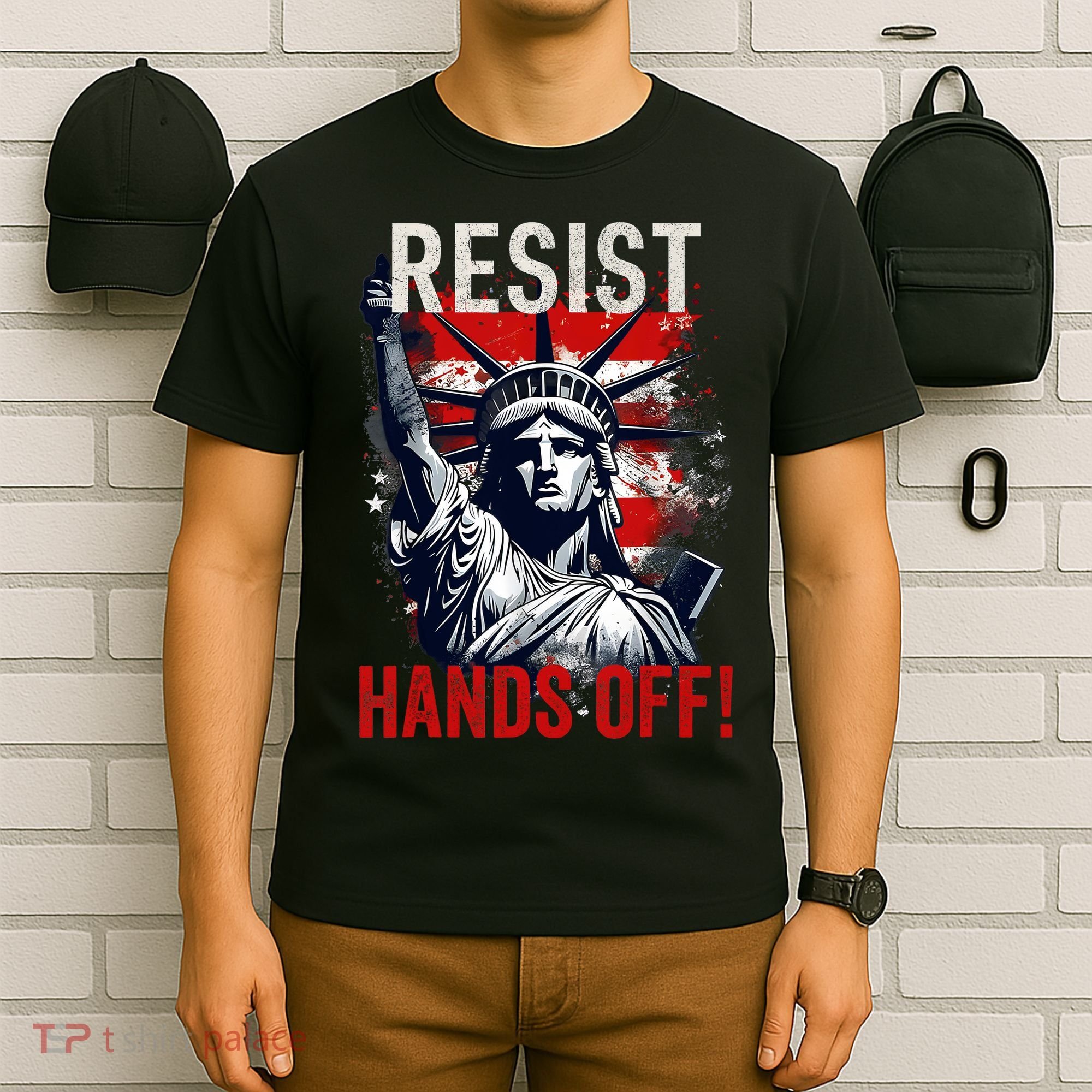Resist Resistance Statue Of Liberty Hands Off Protest USA  T-Shirt