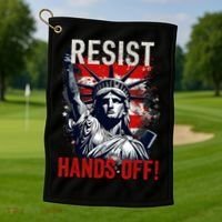 Resist Resistance Statue Of Liberty Hands Off Protest USA  Golf Towel thumb 1