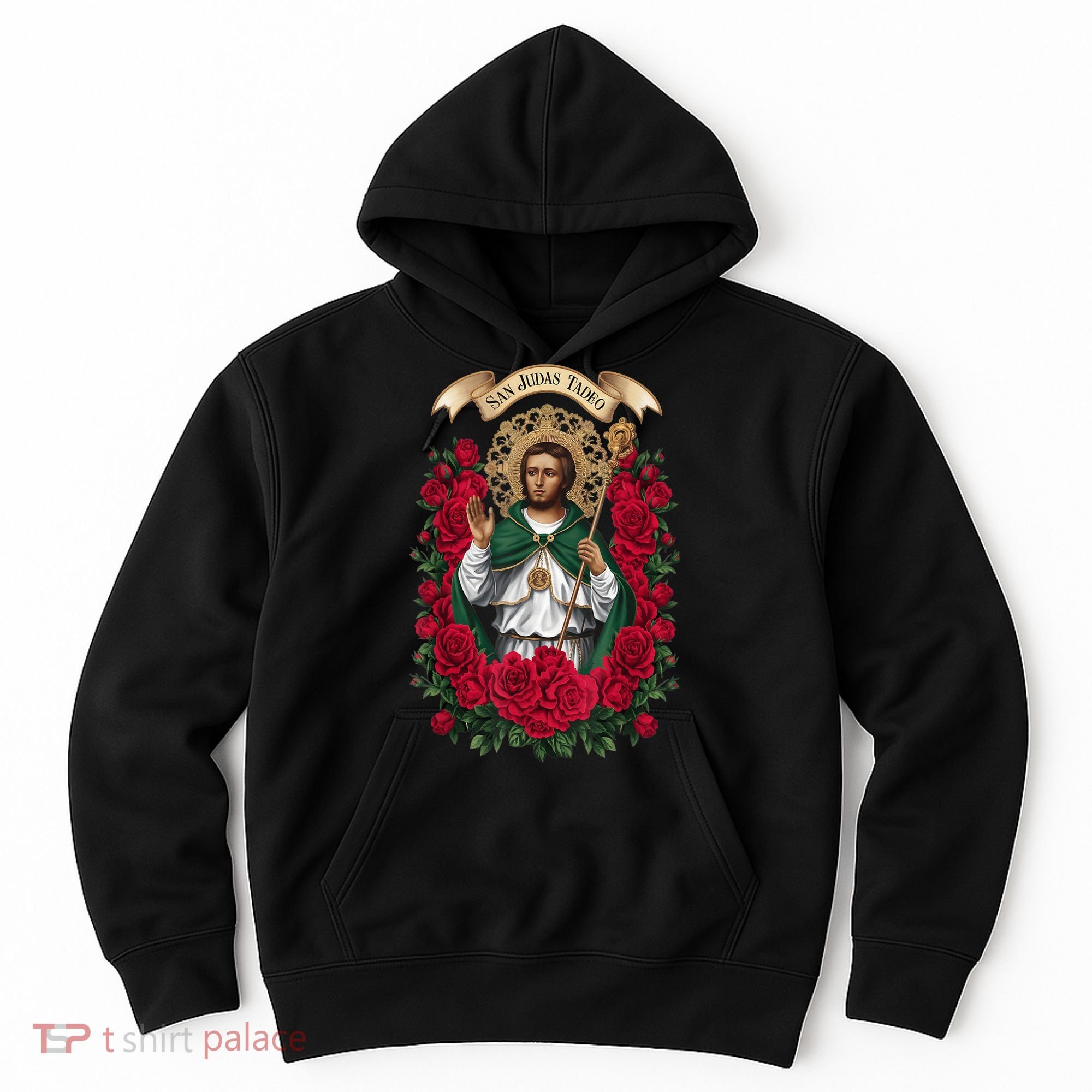 Red Roses San Judas Tadeo Con Bandera De MéXico God Hoodie