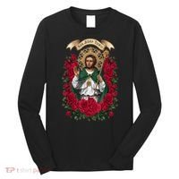 Red Roses San Judas Tadeo Con Bandera De MéXico God Long Sleeve Shirt thumb 0