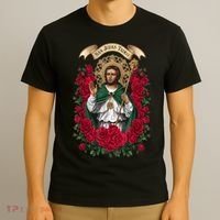 Red Roses San Judas Tadeo Con Bandera De MéXico God T-Shirt thumb 3