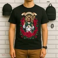 Red Roses San Judas Tadeo Con Bandera De MéXico God T-Shirt thumb 6