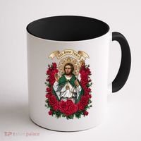 Red Roses San Judas Tadeo Con Bandera De MéXico God Coffee Mug thumb 1
