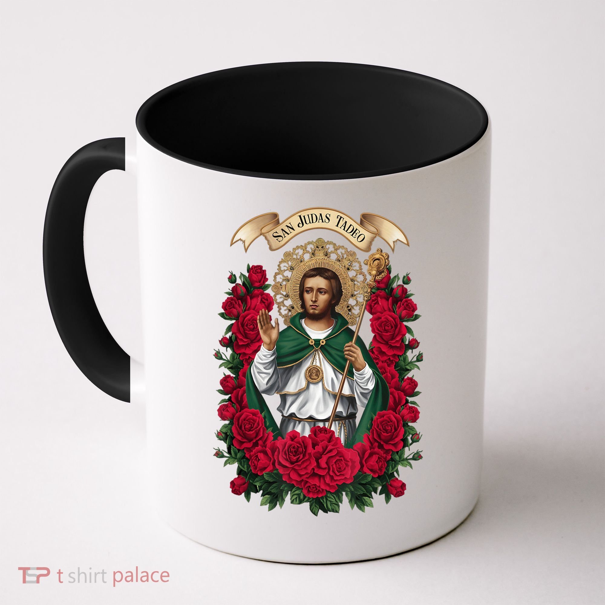 Red Roses San Judas Tadeo Con Bandera De MéXico God Coffee Mug