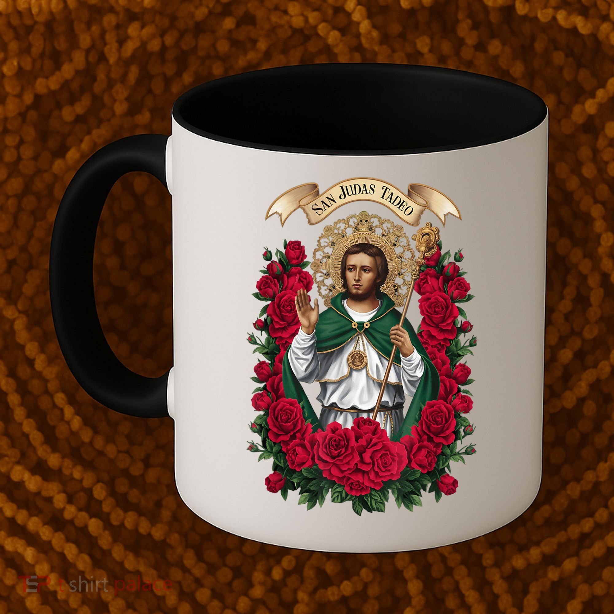 Red Roses San Judas Tadeo Con Bandera De MéXico God Coffee Mug