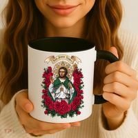 Red Roses San Judas Tadeo Con Bandera De MéXico God Coffee Mug thumb 3