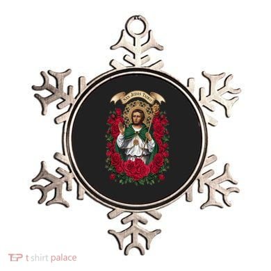 Red Roses San Judas Tadeo Con Bandera De MéXico God Ornament