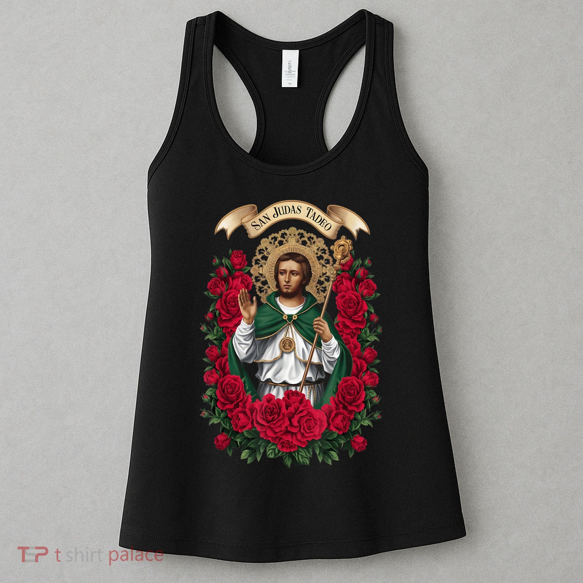 Red Roses San Judas Tadeo Con Bandera De MéXico God Women's Tank Top