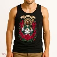 Red Roses San Judas Tadeo Con Bandera De MéXico God Tank Top thumb 3