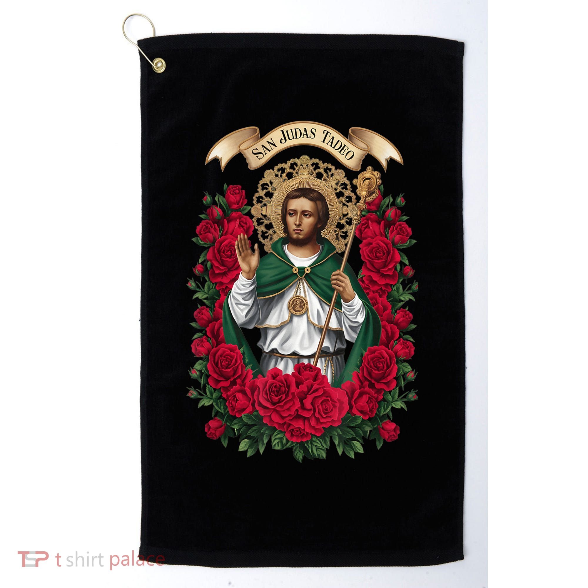 Red Roses San Judas Tadeo Con Bandera De MéXico God Golf Towel