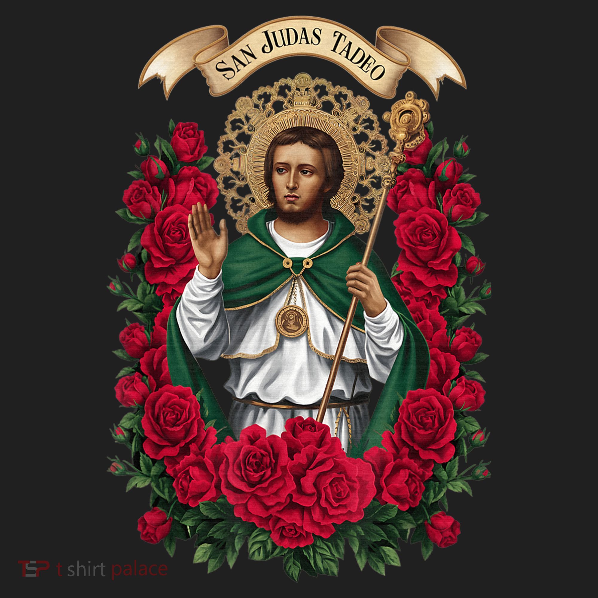 Red Roses San Judas Tadeo Con Bandera De MéXico God Golf Towel