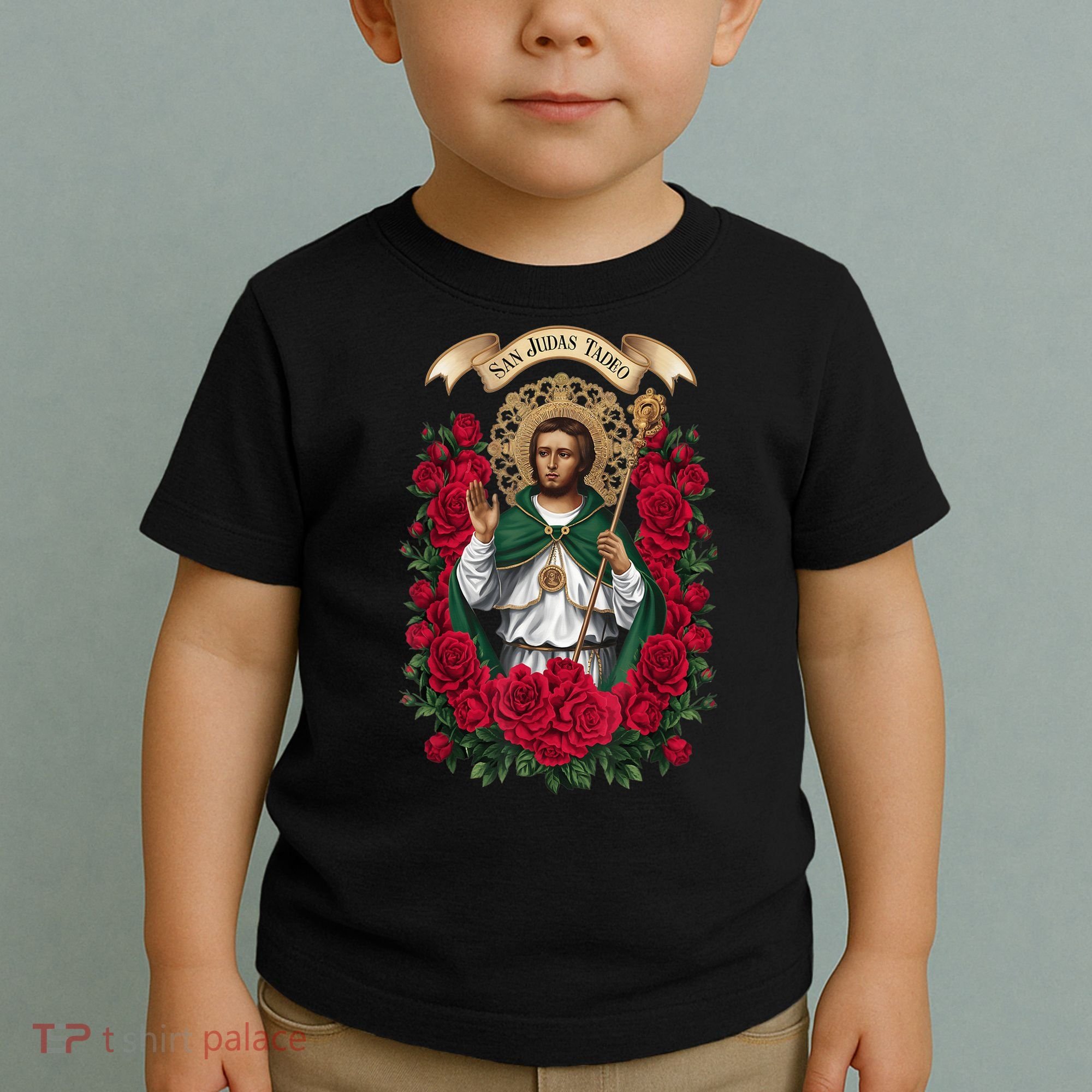Red Roses San Judas Tadeo Con Bandera De MéXico God Toddler T-Shirt
