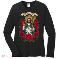 Red Roses San Judas Tadeo Con Bandera De MéXico God Women's Long Sleeve Shirt thumb 0