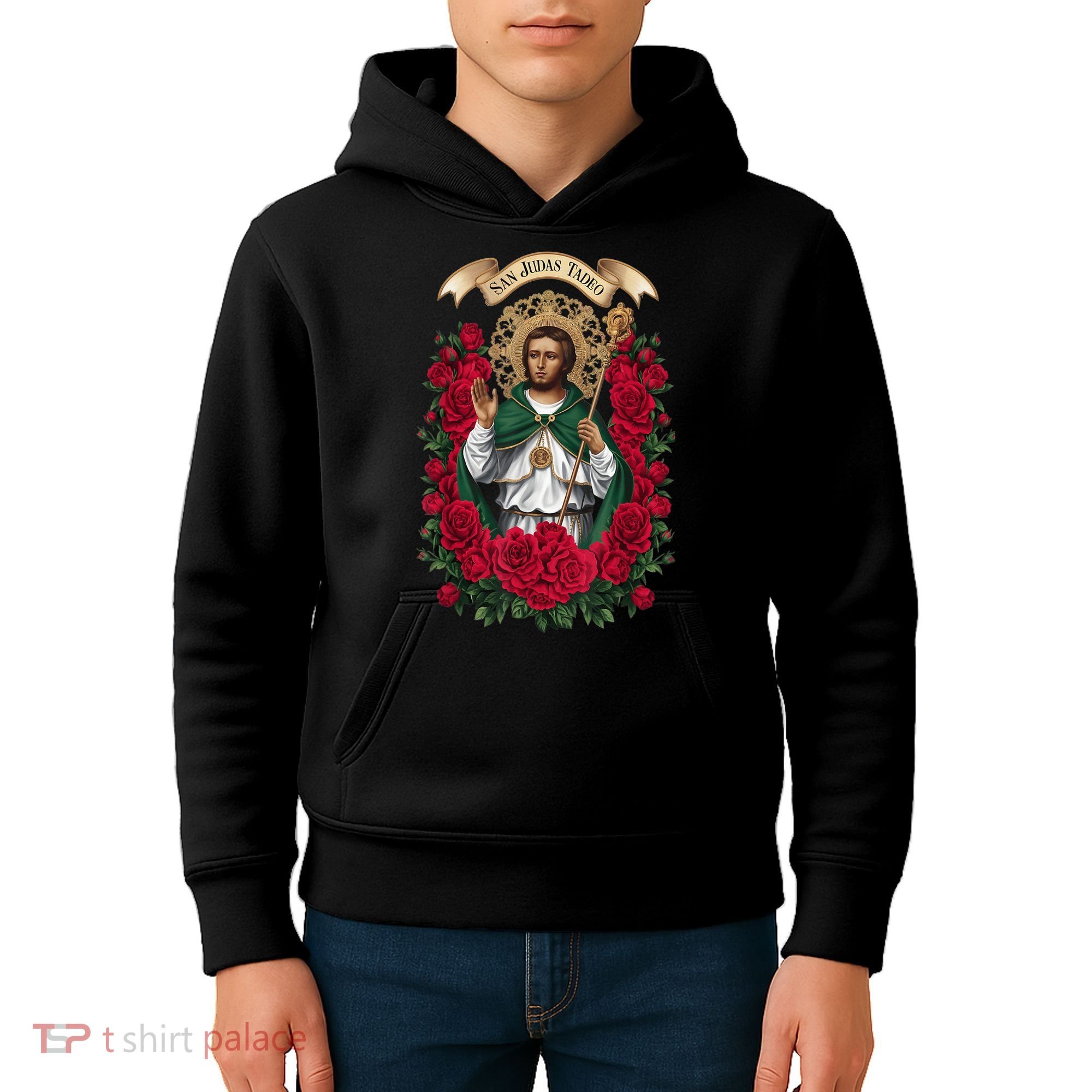 Red Roses San Judas Tadeo Con Bandera De MéXico God Kids Hoodie