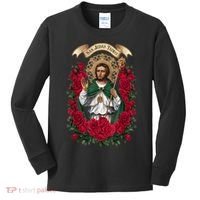 Red Roses San Judas Tadeo Con Bandera De MéXico God Kids Long Sleeve Shirt thumb 0