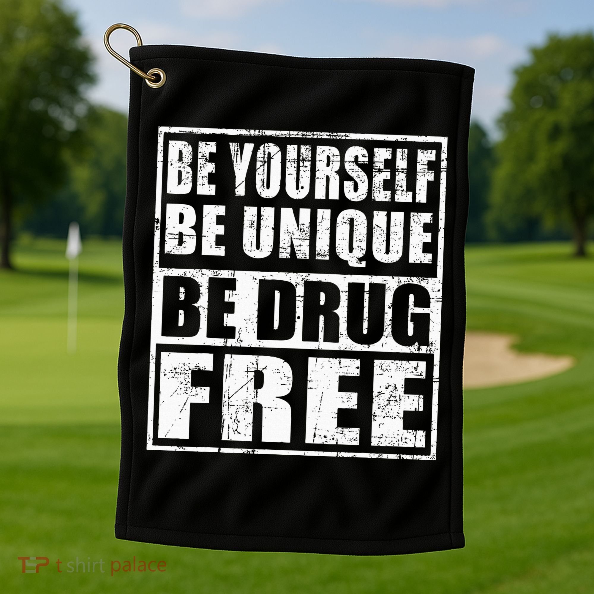 Red Ribbon Squad Week Be Yourself Be Unique Be Drug Free Golf Towel