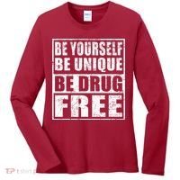 Red Ribbon Squad Week Be Yourself Be Unique Be Drug Free Women's Long Sleeve Shirt thumb 0
