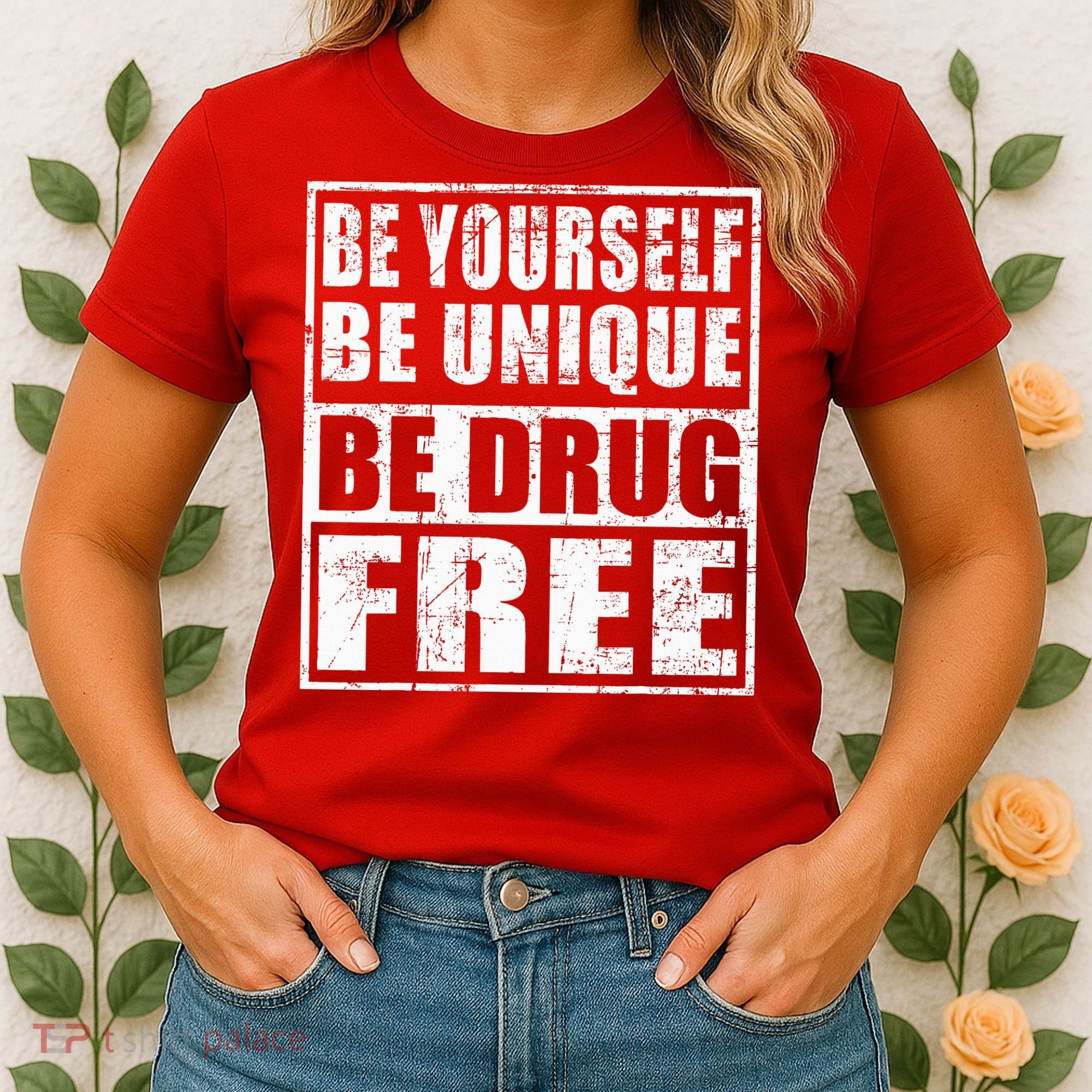 Red Ribbon Squad Week Be Yourself Be Unique Be Drug Free Women's T-Shirt