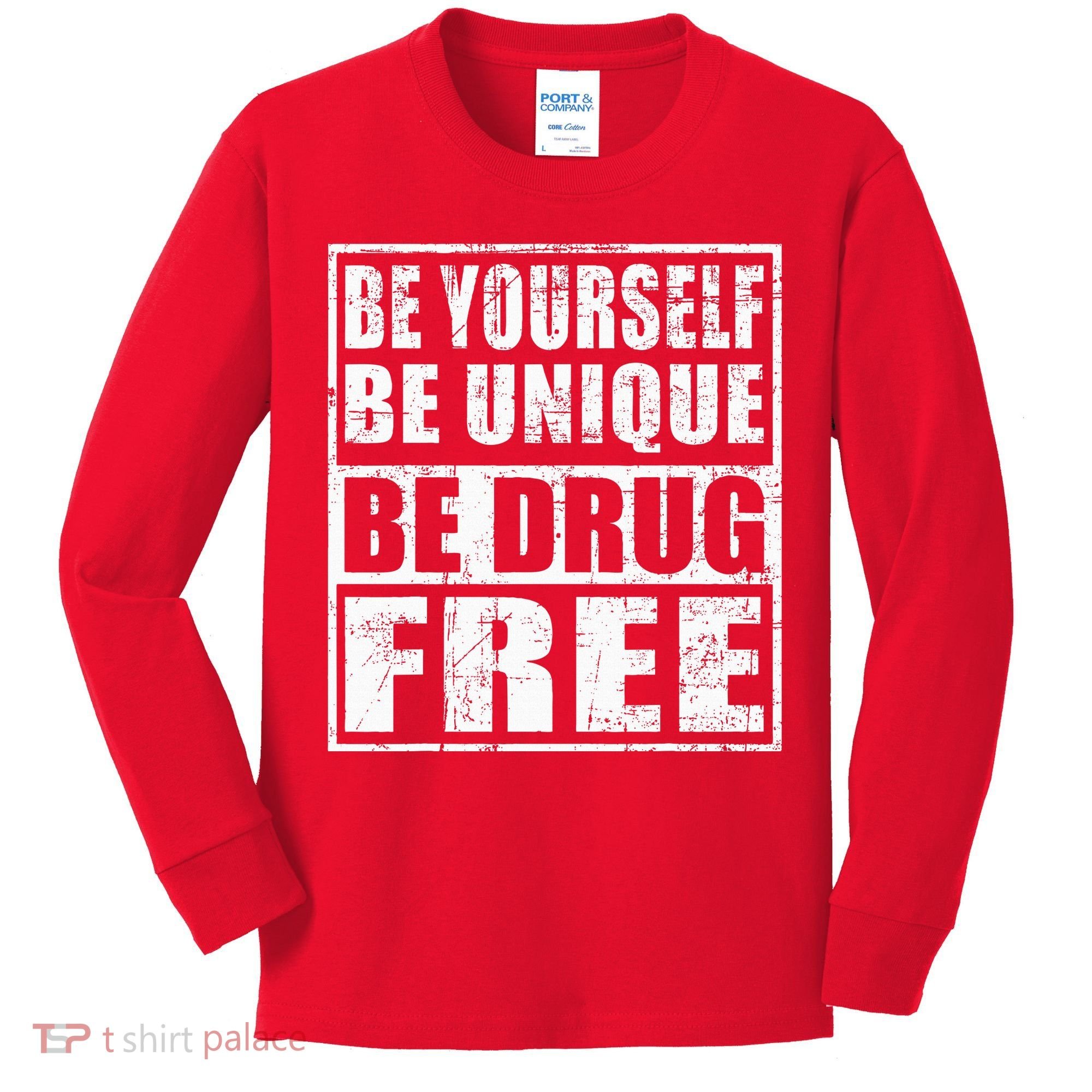 Red Ribbon Squad Week Be Yourself Be Unique Be Drug Free Kids Long Sleeve Shirt