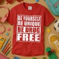 Red Ribbon Squad Week Be Yourself Be Unique Be Drug Free Kids T-Shirt thumb 3
