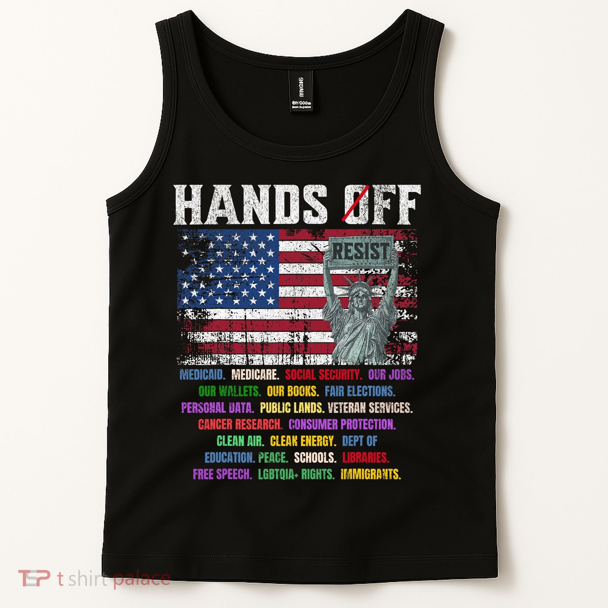 Resist Resistance Statue Of Liberty Hands Off Protest  Tank Top