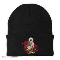 Red Roses San Judas Tadeo Con Bandera De MéXico Beanie thumb 0