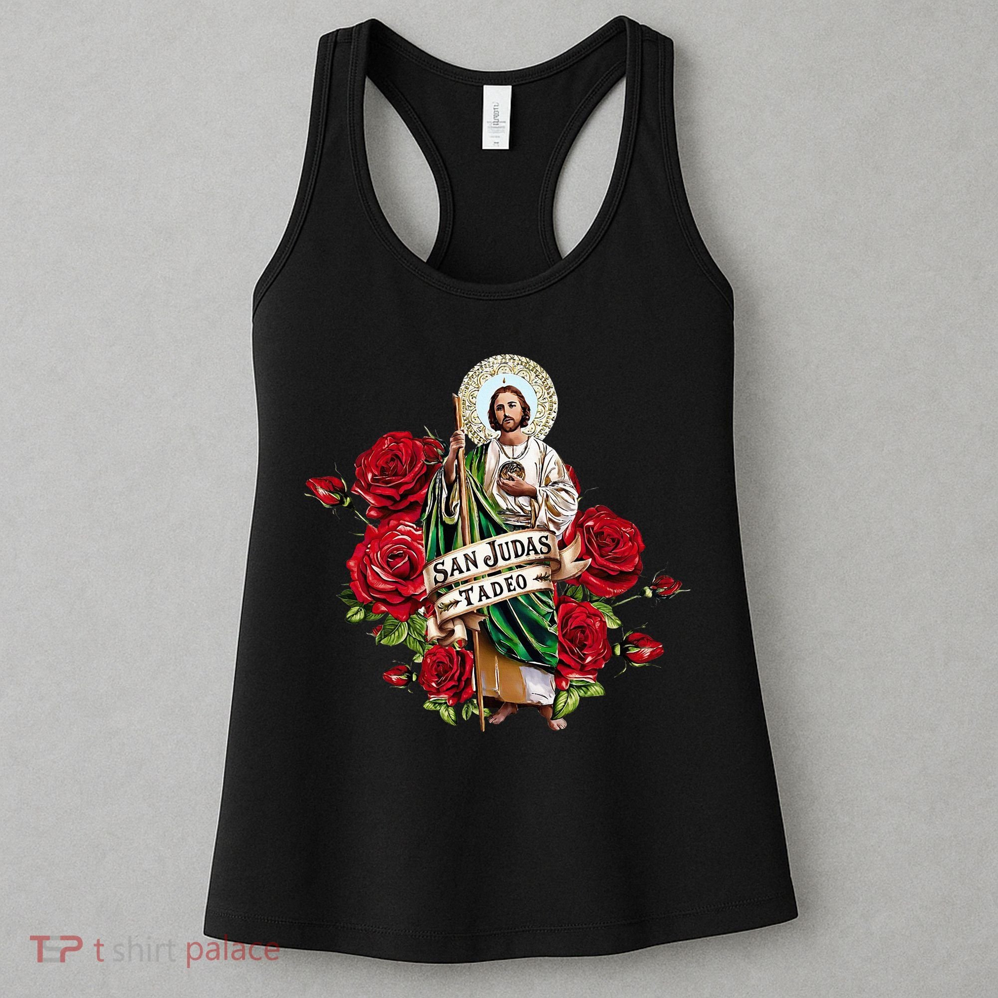 Red Roses San Judas Tadeo Con Bandera De MéXico Women's Tank Top